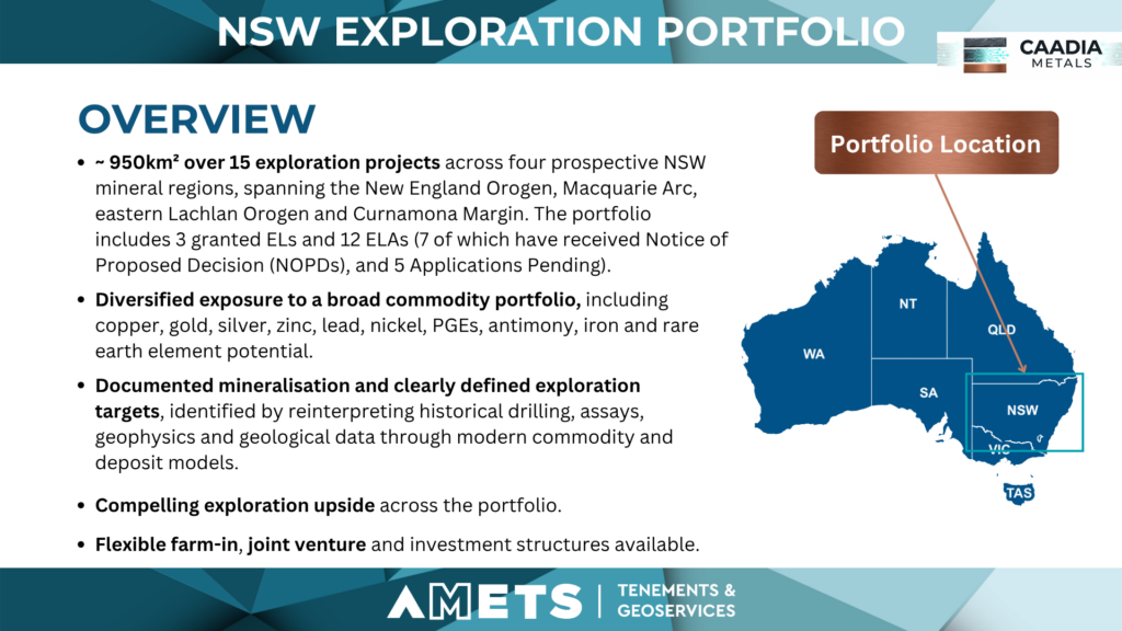 CAADIA Metals NSW Exploration Portfolio Overview